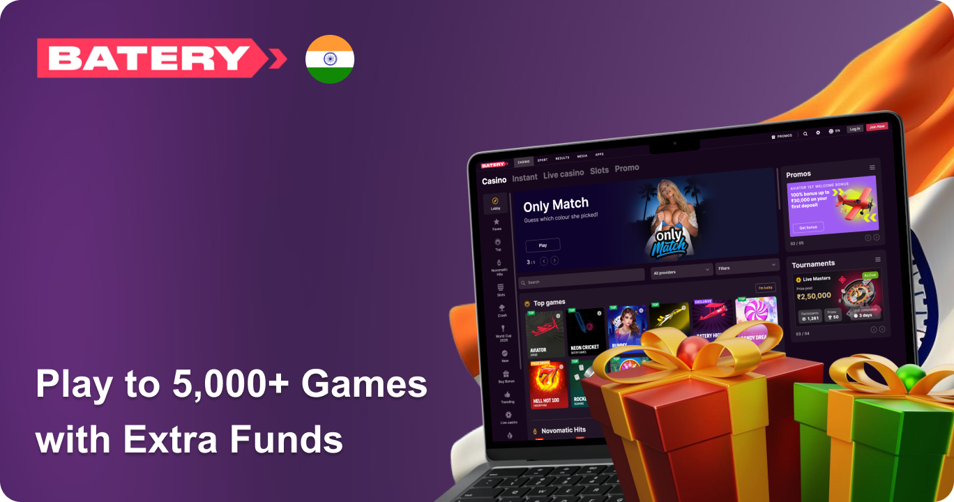 Batery Bet - Explore 5,000+ Games with Extra Funds in India 2026